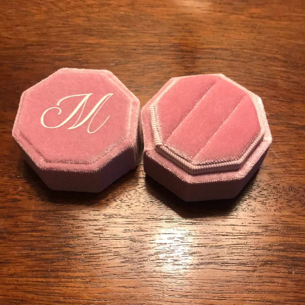 "M" Initial 2 Ring Holder / Box